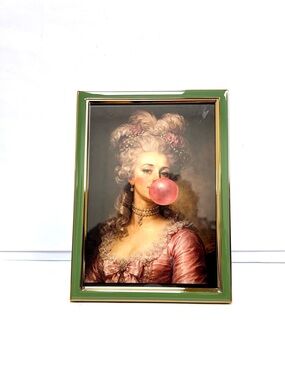 Brooks Brothers Classic Style 5 x 7 Green Gold Picture Frame Easel Back F571012